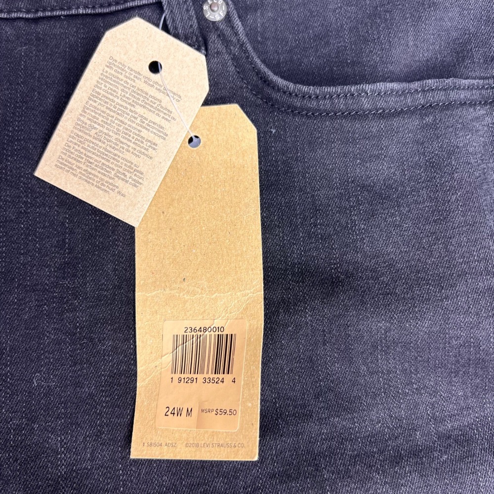 Levis Classic Straight Jeans Womens 24W M Black Mid Rise Easy Fit Stretch Denim - Picture 7 of 12